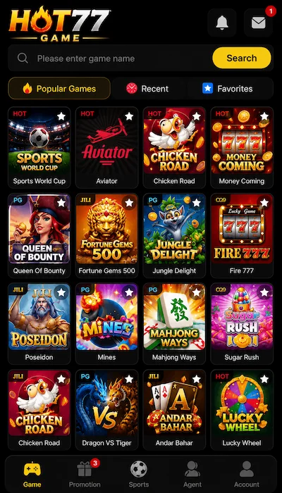 Hot77 Game Dashboard image