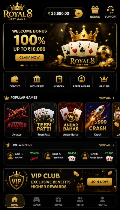 Royal 8 Bet Game Dashboard image (1)